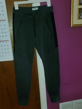 Pull&Bear Dark Womens Gray Joggers with Black Side Panels